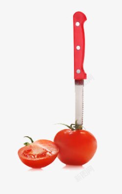 插在西红柿上的刀素材