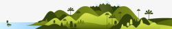 卡通清新扁平山河素材