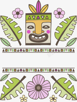 土著鬼脸面具标题框矢量图素材