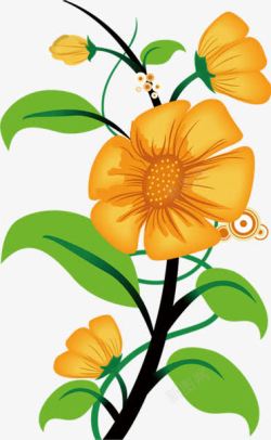 春天手绘黄色花朵植物素材