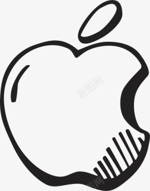 手绘苹果片苹果自由手拉的社会社交手绘图标图标