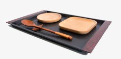 木勺和木盘木质餐盘木盘木勺高清图片