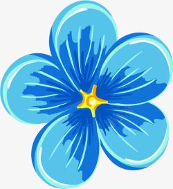 蓝色卡通春天水彩花朵素材