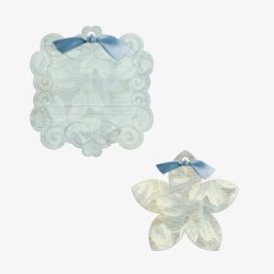 蓝色蝴蝶结花型标签素材