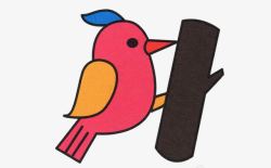 手绘粉色啄木鸟素材
