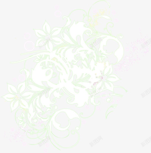 绿色冬季花纹光效png免抠素材_88icon https://88icon.com 冬季 绿色 花纹