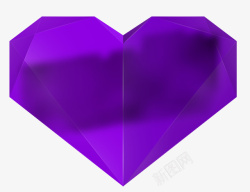 卡通扁平紫色立体心素材