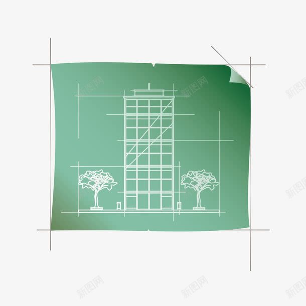 绿色建筑图纸建筑图png免抠素材_88icon https://88icon.com 建筑图 建筑图纸 绿色