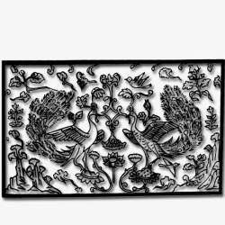 刺绣花纹中国风黑白色素材