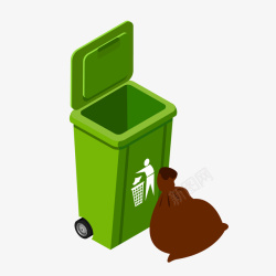 扁平绿色环保垃圾桶矢量图素材