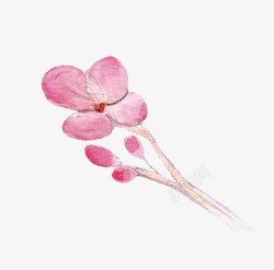 唯美清新森系手绘粉色花朵素材