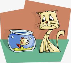 看着鱼缸的猫素材
