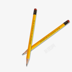 两根黄色的铅笔学习用品素材