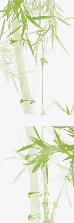 绿色手绘竹叶装饰素材