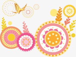 可爱粉色圈圈花朵装饰图案素材