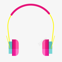 卡通粉色耳机图案素材