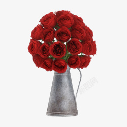 灰色花瓶红色鲜花束素材