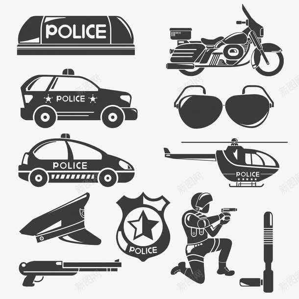 卡通黑色简易警车图案png免抠素材_88icon https://88icon.com 卡通 图案 简易 警车 黑色