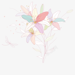 手绘线画花卉装饰图案矢量图素材