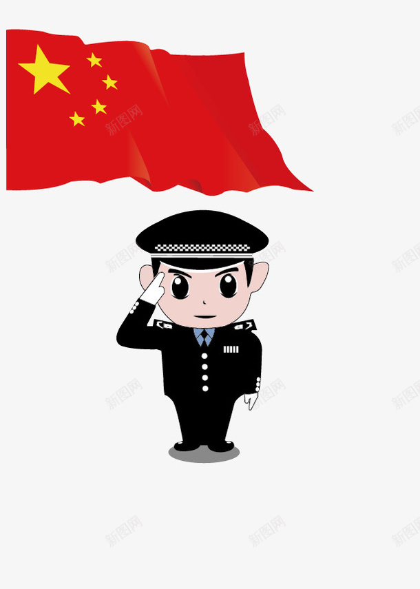 国旗下的警察png免抠素材_88icon https://88icon.com 五星红旗 人民警察 卡通元素 红色素材