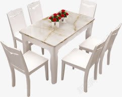 白色大理石餐桌椅素材