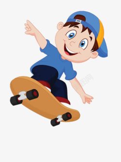 玩滑板的小男孩素材