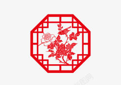 中国风红色剪纸元素矢量图素材