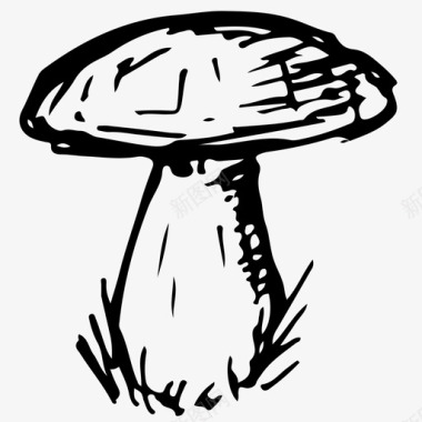 素描山蘑菇秋天森林图标图标