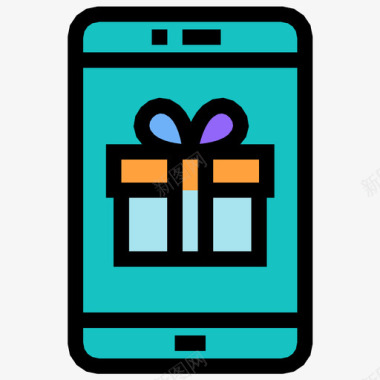 短信手机icon在线礼品生日礼物礼品盒图标图标