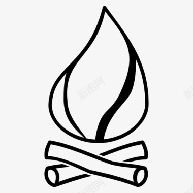 柴火烟熏篝火野营火坑图标图标