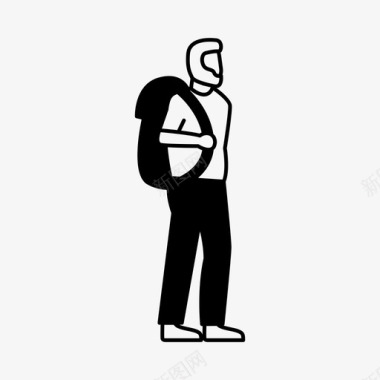 背包旅行难民背包胡须图标图标