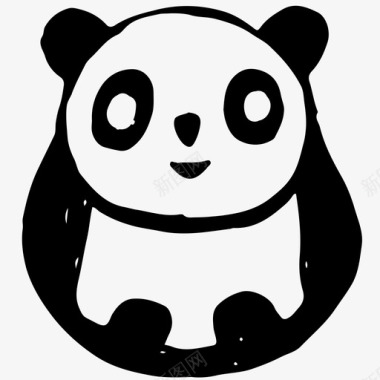 素描动物熊猫动物手绘图标图标
