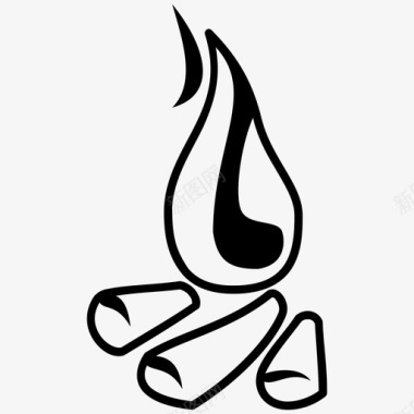 柴火烟熏篝火野营火坑图标图标