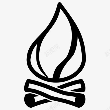 柴火烟熏篝火野营火坑图标图标