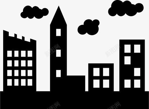 建筑与城市城市天际线城市天际线建筑物图标图标