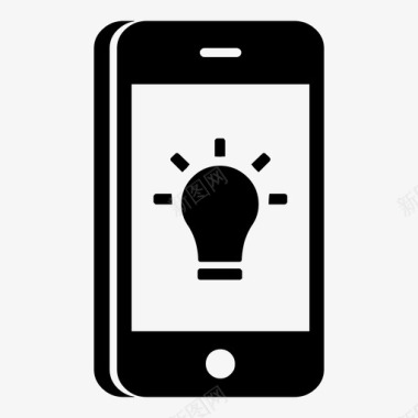 智能手机创意灯泡图标图标