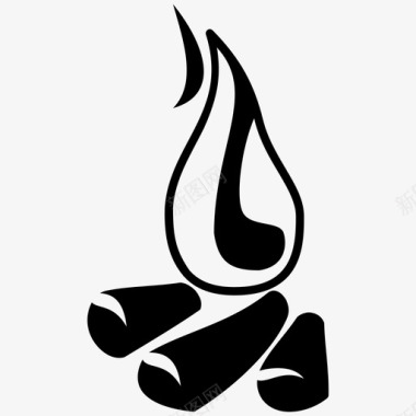 柴火烟熏篝火野营火坑图标图标