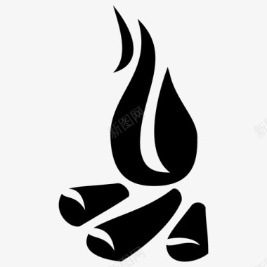 柴火烟熏篝火野营火坑图标图标