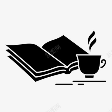 读书看书喝咖啡图标图标