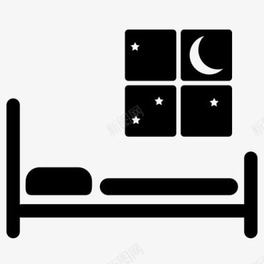 床卧室夜晚图标图标