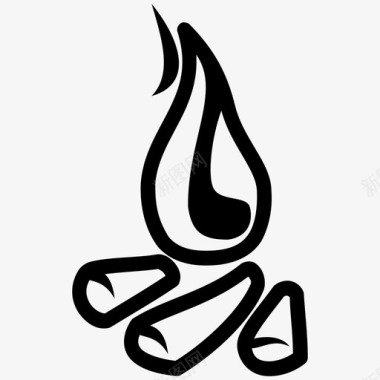 柴火烟熏篝火野营火坑图标图标