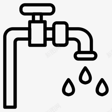 动感水流免抠供水水龙头水流图标图标