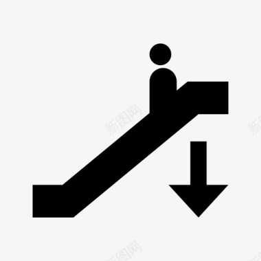 自动扶梯下降标志指路图标图标