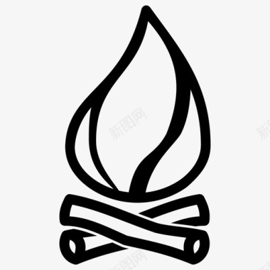 柴火烟熏篝火野营火坑图标图标