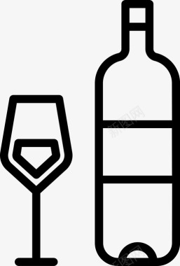 小包装酒瓶酒瓶和玻璃杯酒饮料图标图标