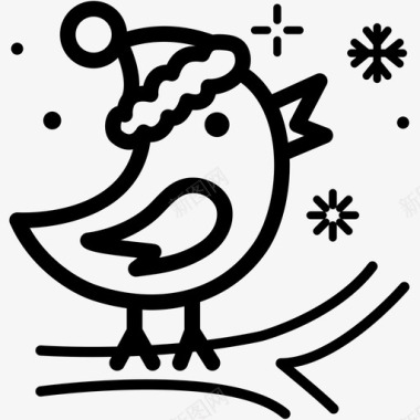 冬天的鸟牛头雀圣诞鸟图标图标