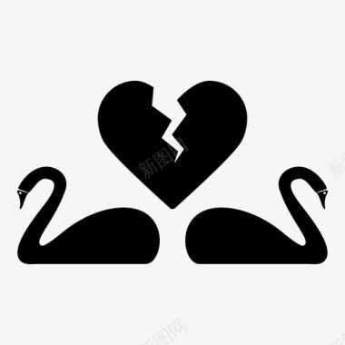 离婚的天鹅鸟破碎的爱情图标图标