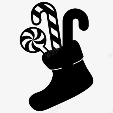 圣诞袜棒棒糖圣诞老人图标图标