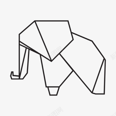 大象折纸动物动物园图标图标
