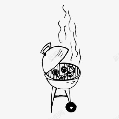 烧烤手绘烤箱图标图标